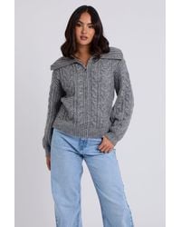 Urban Bliss - Chunky Cable Zip Up Cardigan - Lyst