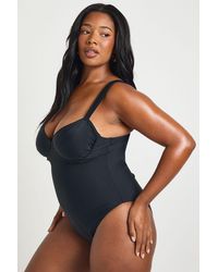 Boohoo - Plus Balcony Bra Swimsuit - Lyst