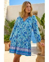 Roman - Floral Print Border Smock Dress - Lyst