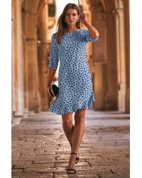 Sosandar - Spot Print Ruffle Hem Shift Dress - Lyst