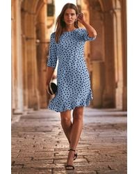 Sosandar - Spot Print Ruffle Hem Shift Dress - Lyst