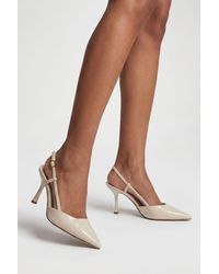 Boohoo - Wide Fit Slingback Box Pointed Court Shoes - Lyst
