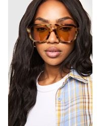 Boohoo - Oversized Tortoise Shell Aviator Sunglasses - Lyst