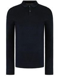 Ted Baker - Morar Navy Gebreid Polo Shirt - Lyst