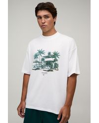BoohooMAN - Oversized Beach Club Print T-Shirt Cotton - Lyst