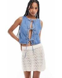 Miss Selfridge - Tie Front Denim Waistcoat - Lyst