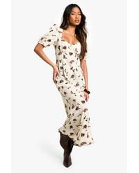Boohoo - Puff Sleeve Frill Hem Midaxi Dress - Lyst