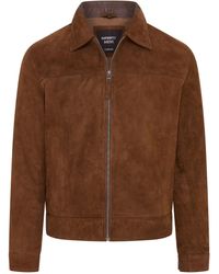 Infinity Leather - Bruin Retro Klassiek Suède Leren Harrington Bikerjack - Lyst