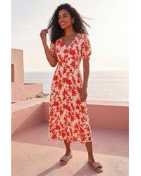 Roman - Floral Button Down Midi Dress - Lyst