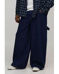 BoohooMAN - Plus Wash Contrast Stitch Baggy Carpenter Jeans - Lyst