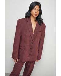 Warehouse - Pinstripe Oversized Grandad Blazer Co-Ord - Lyst