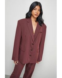 Warehouse - Pinstripe Oversized Grandad Blazer Co-Ord - Lyst