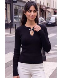 D.u.s.k - Embellished Bow Knit Top - Lyst