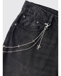 BoohooMAN - Skull And Cross Jean Chain Iron - Lyst