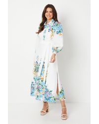 Wallis - Floral Western Belted Midi Shirt Dress - Lyst