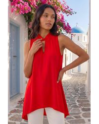 Roman - Metallic Leaf Print Stretch Top - Lyst