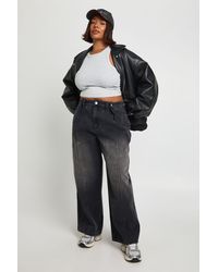 Boohoo - Plus Adjustable Waist Wide Leg Jean - Lyst