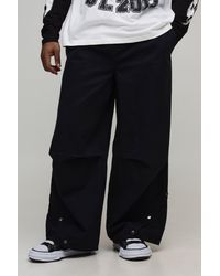 BoohooMAN - Plus Elasticated Waist Oversized Hem Popper Trousers - Lyst