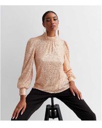 Gini London - Sequin High Neck Loosefit Blouse - Lyst
