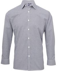 PREMIER - Microcheck Long Sleeve Shirt Cotton - Lyst