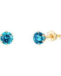 The Jewellery Stockroom - 9Ct Solid 4Mm Aquamarine Cubic Zirconia Stud Earrings - Lyst