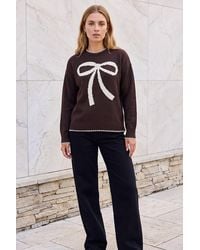 Roman - Contrast Stitch Bow Knit Jumper - Lyst