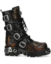 New Rock - M-591-C58 Mid-Calf High Flame Leather Metallic Gothic Boots - Lyst