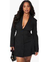 Boohoo - Plus Tailored Pleated Skater Blazer Dress - Lyst