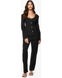 Boohoo - Scoop Neck Button Front Fitted Blazer - Lyst