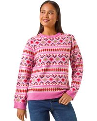 Roman - Petite Heart Stripe Knit Jumper - Lyst