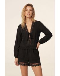 Nasty Gal - Cotton Lace Trim Pintuck Detail Shorts - Lyst