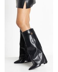 Boohoo - Wide Fit Fold Over Knee High Stiletto Boot - Lyst