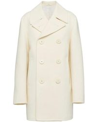 Prada - Dubbele Wollen Jas - Lyst