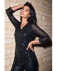 Roman - Sequin Asymmetric Hem Top - Lyst