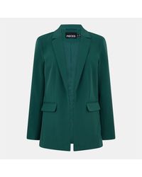 Pieces - Solid Patterned Lapel Collared Blazer - Lyst