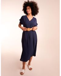 Blue Vanilla - Belted V Neck Midi Dress - Lyst