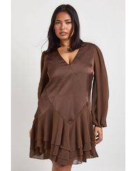 Boohoo - Plus Chiffon Mix Panelled Smock Dress - Lyst