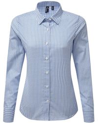 PREMIER - Ladies Maxton Gingham Long-Sleeved Shirt (Light/ - Lyst