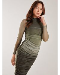 Pink Vanilla - Long Sleeve Ombre Mesh Midi Dress - Lyst