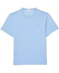 Lacoste - T-Shirt Für Herren/Damen ,Gewaschen Dicke Baumwolle (Hellblau) - Lyst