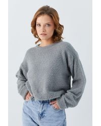 MixRay - Plush Textured Crop Knit Sweater - Lyst