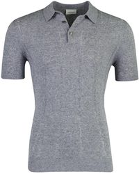 Profuomo - Blauwe Polo Katoenblend 3 Knoops - Lyst