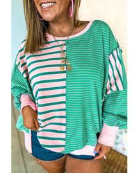 Azura Exchange - Gestreiftes Lässiges Pulloveroberteil Mit Langen Ärmeln Und Rundhalsausschnitt - Lyst