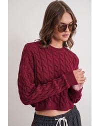 MixRay - Cable Knit Pattern Crew Neck Sweater - Lyst