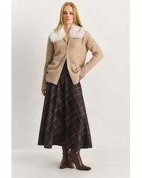 Bianco Lucci - High Waist Maxi A-Line Plaid Skirt - Lyst