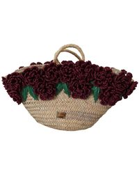 Dolce & Gabbana - Multicolor Straw Floral Handbag Tote Purse - Lyst