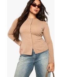 Boohoo - Plus Ripple Rib Button Down Top - Lyst