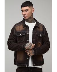 BoohooMAN - Tall Tinted Washed Regular Fit Denim Jacket - Lyst