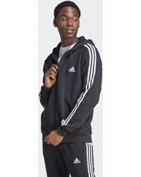 adidas - Essentials 3 Stripes Full Zip Sweatshirt - Lyst