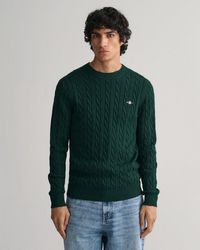 GANT - Cotton Cable Knit Crew Neck Jumper - Lyst